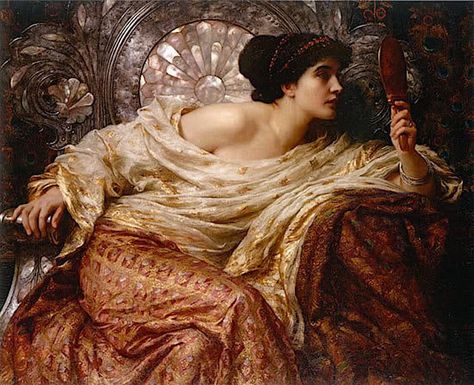 The Mirror - Thomas Francis Dicksee (1819-1895) British Thomas Francis Dicksee, Francis Dicksee, Painting Mirror Frames, Frank Dicksee, John William Godward, Picture Wire, Mirror Framed, Waiting For Love, Pre Raphaelite