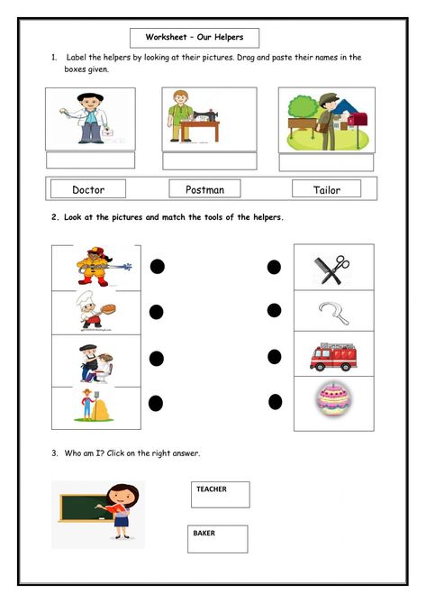 Our Helpers Worksheets For Kindergarten, Community Helpers Worksheets Kindergarten, Our Helpers, Community Helpers Kindergarten, Community Helpers Worksheets, Worksheets For Grade 1, Hindi Worksheets, Community Helper, Math Word Problems