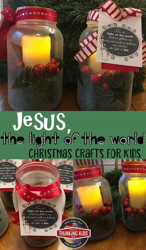 Jesus, the Light of the World Christmas Craft for Kids  Teach your kids about Jesus, the light of the world with this fun and lasting Christmas craft for kids. You'll want to make extras to gift! via @DanikaCooley Light Of The World Craft Sunday School, Christmas Crafts For Middle School Kids, Christmas Light Crafts For Kids, Light Of The World Christmas, Christmas Vbs, Jesus Christmas Crafts, Religious Christmas Crafts, Christian Christmas Crafts, Biblical Homeschooling