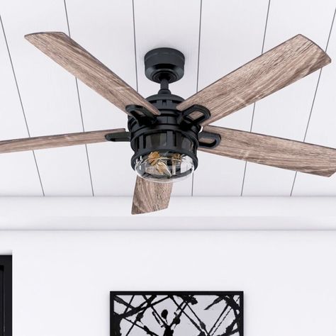 Ivy Bronx 52'' Osburn 5 - Blade Standard Ceiling Fan with Remote Control and Light Kit Included & Reviews | Wayfair Ceiling Fan Size, Caged Ceiling Fan, Farmhouse Ceiling Fan, Room Fan, Best Ceiling Fans, Contemporary Ceiling Fans, Remote Control Light, Contemporary Style Homes, Dimmable Led Lights