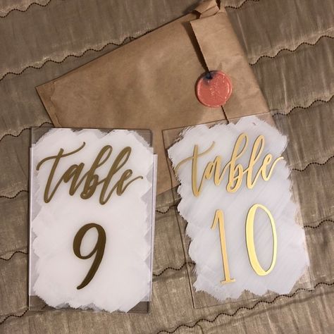 Resin Table Numbers, Painted Table Numbers, Buffet Signage, Acrylic Table Numbers Wedding, Wedding Signs Table, Wedding Cricut, Acrylic Table Numbers, Gold Table Numbers, Acrylic Table Number