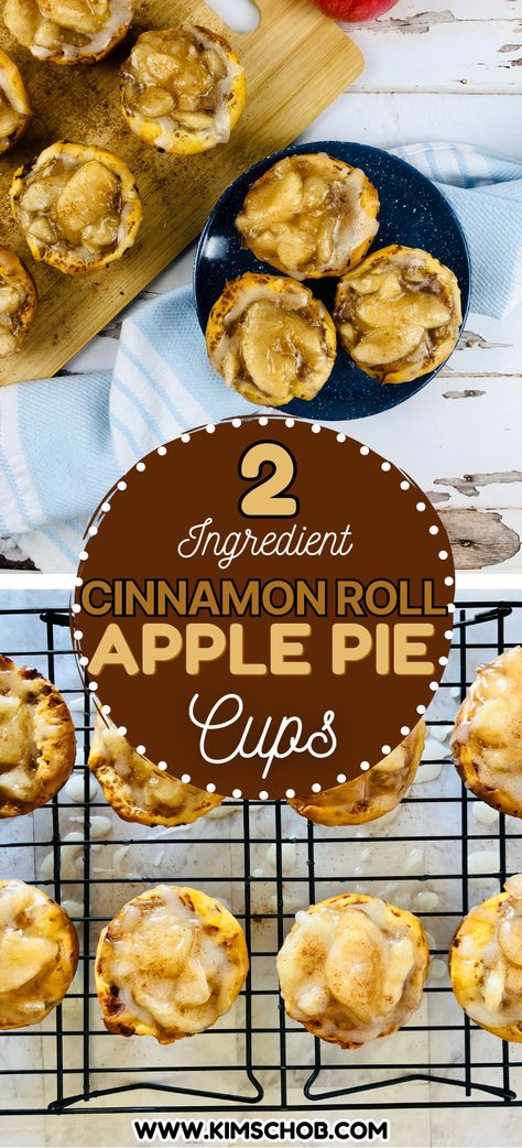 collage of cinnamon roll apple pie cups on wooden counter Cinnamon Apple Pie Cups, Apple Pie Cups In Muffin Tin, Recipe Using Canned Cinnamon Rolls And Apple Pie Filling, Cinnamon Buns And Apple Pie Filling, Cinnamon Buns With Apple Pie Filling, Mini Cinnamon Roll Apple Pie Cups, Cinnamon Bun Apple Pie Pillsbury, Apple Pie Filling And Cinnamon Rolls, Apple Pie Cinnamon Roll Muffins