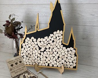 Harry potter guest book | Etsy Fandom Wedding, Book Castle, Wedding Drop Box, Book Guest Book, Harry Potter Wedding Theme, How To Dress For A Wedding, Wooden Guest Book, Viking Wedding, Guest Book Wedding