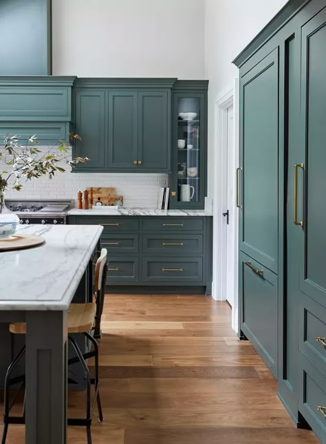 Teal Kitchens: Ideas and Inspiration | Hunker Pewter Green Kitchen, Kitchen Room Decor, Cabinet Trends, Sofas Design, Kitchen Cabinet Inspiration, Pewter Green, Kitchen Cabinet Trends, Cabinet Inspiration, Charleston House