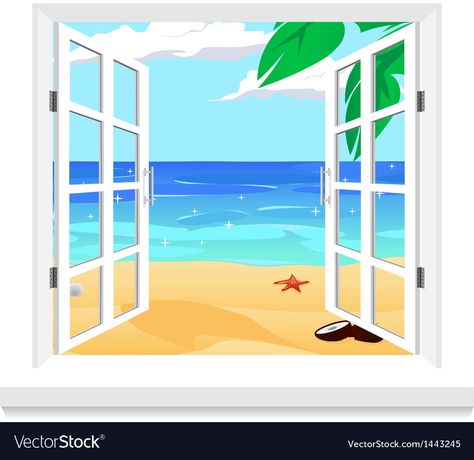 Window View Illustration, View From Window, Window Vector, View Illustration, Travel Tropical, House Silhouette, Abstract Tile, Flat Icons Set, Nature Ocean