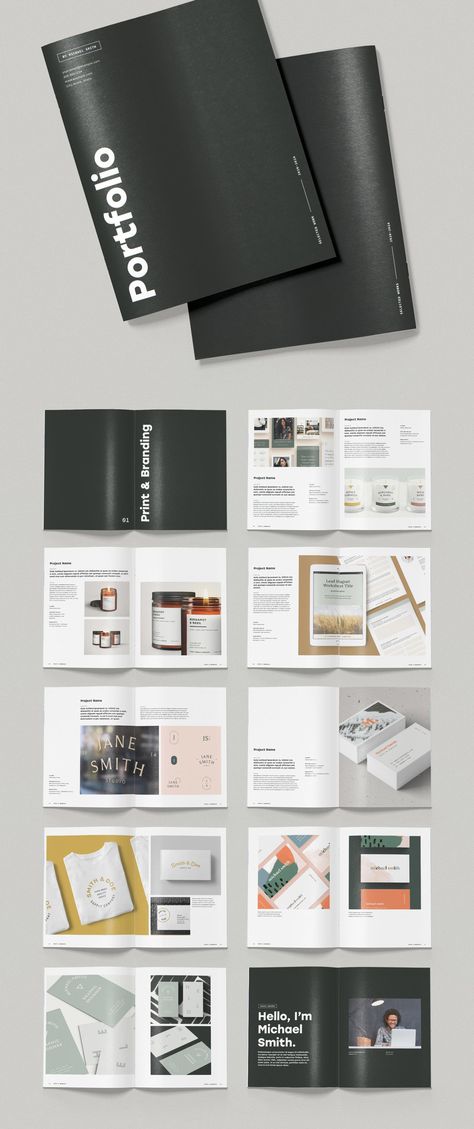 Minimalist Portfolio Brochure Template with Bold Typography Portfolio Design Layouts, Indesign Portfolio Template, Design Portfolio Layout, Graphic Design Portfolio Book, Indesign Portfolio, Layout Portfolio, Product Catalog Template, Cv Inspiration, Template Portfolio