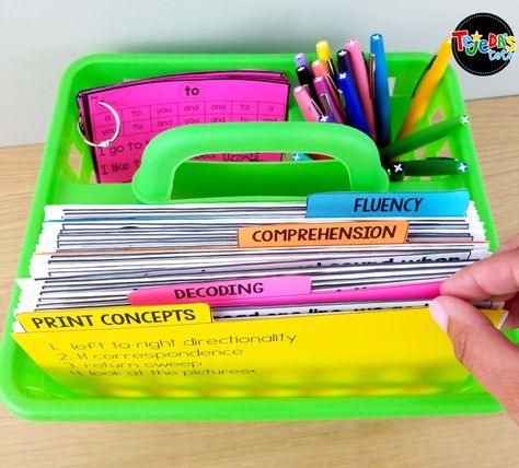 Guided Reading Teacher Table, Guided Reading Book Organization, Small Reading Group Ideas, Small Reading Group Organization, Reading Specialist Classroom, Reading Group Organization, Reading Toolkit, Reading Intervention Classroom, Guided Reading Binder