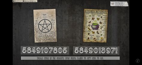 Bloxburg Image Codes Album Covers, Split Decals Bloxburg, Harry Potter Roblox Decals, Creepy Bloxburg Picture Codes, Roblox Decal Codes Vintage, Witch Decals Bloxburg, Bloxburg Dark House, Harry Potter Decals For Bloxburg, Goth Bloxburg Decals