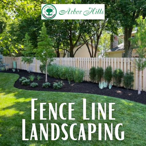 There are numerous areas of a backyard that are often overlooked. Don’t invest years staring at a boring fence line when you can add some dimension to your yard. #landscapeinspiration #fencelinelandscaping #arborhillstreesandlandscaping Fence Lined Landscaping, Backyard Landscape Ideas Along Fence, Landscape Fence Border, Backyard Foundation Landscaping, Landscape Ideas In Front Of Fence, Backyard Along Fence Landscaping, Backyard Landscaping Around Fence, Backyard Fence Line Landscaping, Backyard Landscaping Designs Along Fence