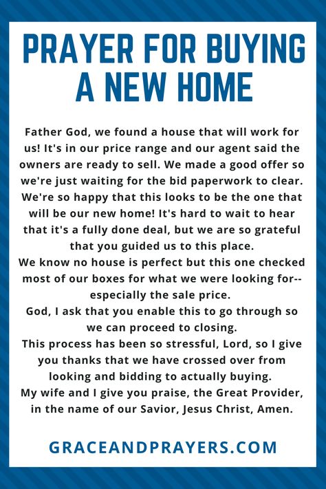 You've bought a new home and you're thankful. Why not lift a prayer of gratitude for what God has provided with 6 simple prayers for a new home. Click to read all prayers for a new home. Prayers For Buying A House, Prayers For Home Buying, Prayers For Buying A New Home, Prayer To Anoint Your Home, Prayers Over Your Home, Anointing Oil Prayer For Home, Prayer For New Home, Prayer For A New Home, House Cleansing Prayer