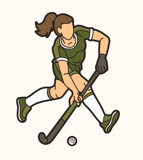 Field Hockey Sport Female Player Running Action Cartoon Graphic Vector Action Cartoon, Hockey Sport, Graphic Cartoon, Goal Digger, Sport Hockey, Field Hockey, Cute Love Quotes, Girly Art, Hockey Players