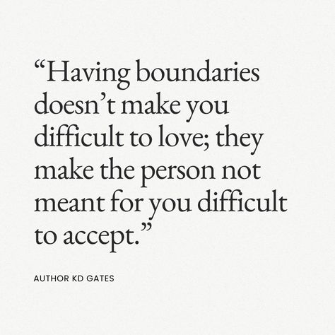 "Having boundaries doesn't make you difficult to love; they make the person not meant for you difficult to accept." ​ The Boundary Promise: Setting boundaries and standing firm in your decision empowers you to attract supportive relationships that are nurturing and truly meant for you. ​ When you honor your boundaries, you prioritize your own needs and values and create a space where genuine, compassionate connections can flourish. This act of setting boundaries is not a sign of being difficu... Honor Your Boundaries, Boundaries Quotes Relationship, Setting Boundaries At Work, Relationship Boundaries Quotes, Boundaries Examples, Marriage Boundaries, Codependency Healing, Setting Boundaries Quotes, Having Boundaries