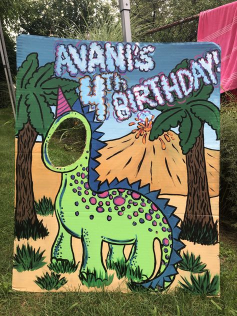 Diy Dino Photo Booth, Dinosaur Party Photo Booth, Dinosaur Photo Prop, Dinosaur Photo Backdrop, Cardboard Cutouts Diy Photo Props, Dinosaur 4th Birthday Party, Dinosaur Photo Booth, Dinosaur 4th Birthday, Cardboard Face