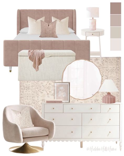 Shop Valentina Full/Double Upholstered … and other curated products on LTK, the easiest way to shop everything from your favorite creators. Girls Room Mood Board, Pink Bedroom Accessories, Boho Teen Bedroom, Decor Mood Board, Mood Board Bedroom, Blush Pink Bedroom, Yellow Bedroom Decor, Girls Room Design, Preppy Bedroom