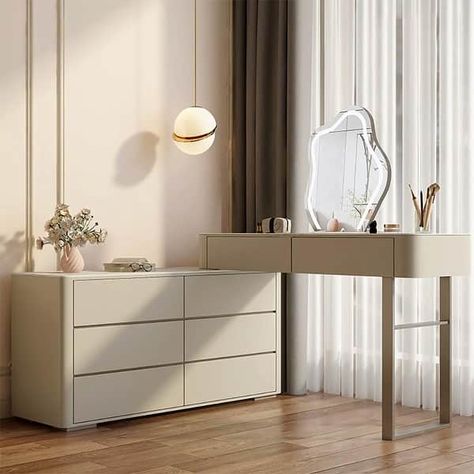 JASIWAY Modern Solid Wood Telescopic Makeup Vanity Desk - Bed Bath & Beyond - 39100911 Vanity For Small Bedroom, Small Makeup Room, White Bedrooms, Luxury Vanity, Makeup Vanity Desk, 2025 Goals, Bedroom Cupboard, Office Remodel, Bedroom Cupboard Designs