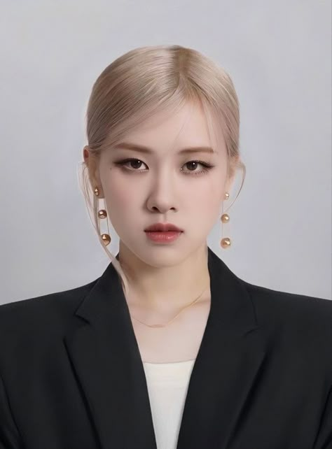 Rosé Face Blackpink, Rosé Blackpink Face, Rose Hair Blackpink, Rosé Blackpink Makeup, Rosé Blackpink Hairstyle, Rose Outline Tattoo, Rosé Blackpink Aesthetic, Rose Outline, Medium Long Haircuts