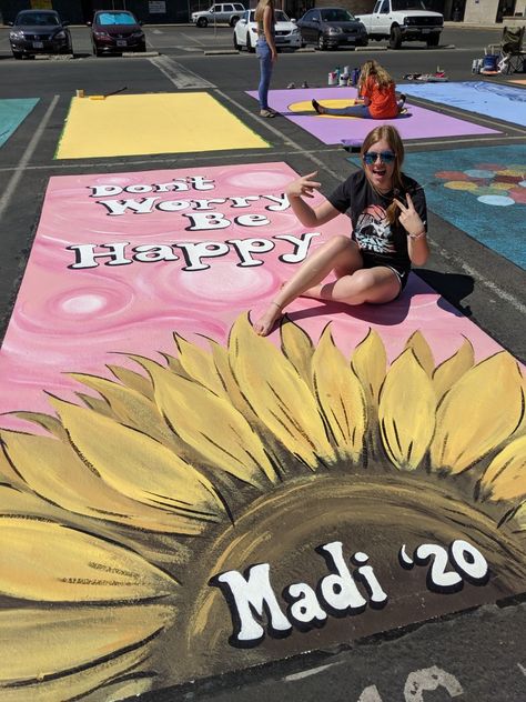 Parking Spot Painting High School Sports, Senior Brick Ideas Painting, Sunflower Parking Spot Painting, Parking Spot Painting High School Funny, Senior Block Painting Ideas, Taylor Swift Parking Spot Painting Ideas, Beachy Senior Parking Spot, Western Parking Spot Painting, Senior Painting Ideas