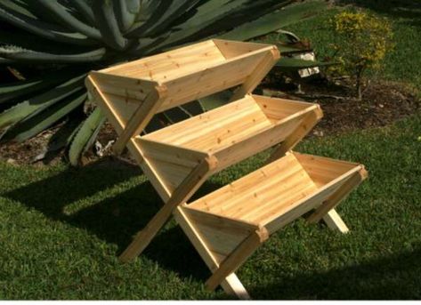 Waterfall Garden Table Garden Table Diy, Waterfall Garden, Wood Raised Garden Bed, Cut Garden, Cedar Raised Garden Beds, Garden Waterfall, Tiered Garden, Vegetable Garden Diy, Growing Gardens