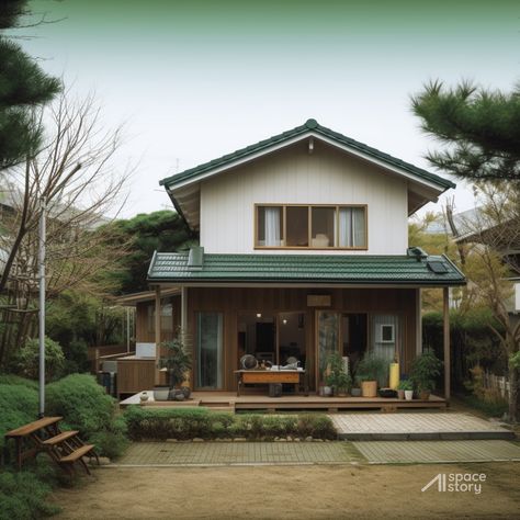 Credit to: Facebook Page "AI Space Story" Japanese Residential Architecture, Japanese Townhouse, Japanese Home Exterior, Japanese House Exterior, The Japanese House, Japanese Homes, Traditional Japanese Home, Japanese Houses, Japanese Home Design