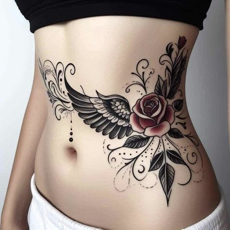 Black And White Flower Tattoo, Glow Tattoo, Stomach Tattoos Women, Matching Friend Tattoos, Henna Inspired Tattoos, Diverse Beauty, Hip Tattoos Women, Intricate Tattoo, Pretty Tattoos For Women