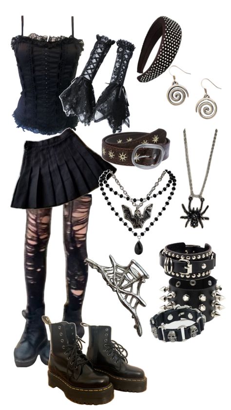 Mall Goth Outfits, Mall Goth Aesthetic, Goth Outfit Inspo, Goth Outfit, Scene Outfits, Outfit Inspo Summer, Gothic Clothes, Outfit Collage, Goth Women