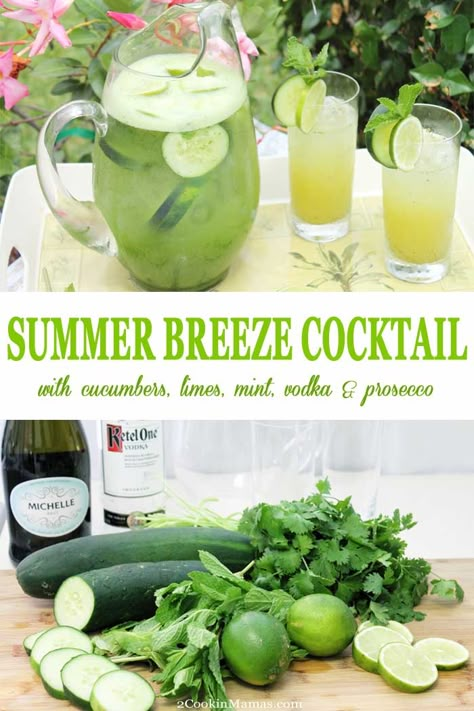 Cocktail Prosecco, Cucumber Cocktail, Summertime Drinks, Boozy Drinks, Alcohol Drink Recipes, Drinks Alcohol Recipes, Alcohol Recipes, Summer Cocktails, Limes