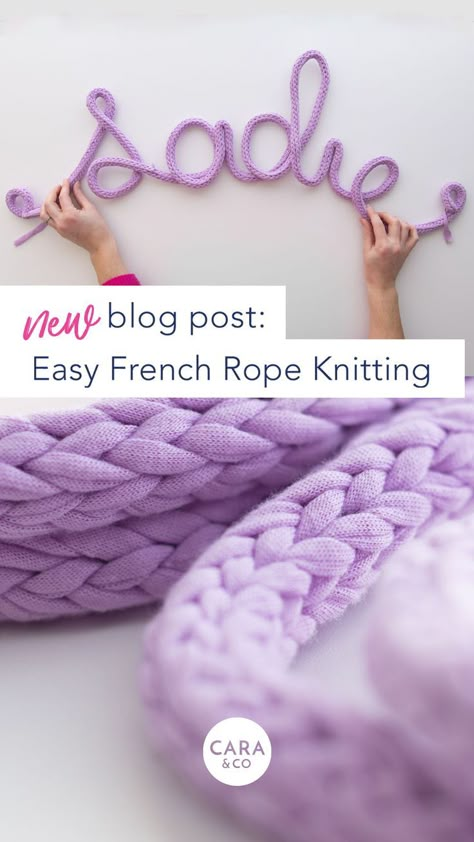 Yarn Wire Words, Rope Names Diy, Yarn Rope Diy, How To Make Rope From Yarn, How To French Knit, Diy Wire Yarn Name, Diy Knitted Wire Words, Crochet I Cord Projects, How To Make Wire Names