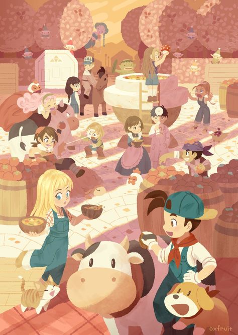 Hey this is from a video game called farm village? Or something. I used to play it Harvest Moon Story Of Seasons, Harvest Moon Btn, Harvest Moon Ds, Friends Of Mineral Town, Trio Of Towns, Moon Story, Harvest Moon Game, Story Of Seasons, Moon Lover