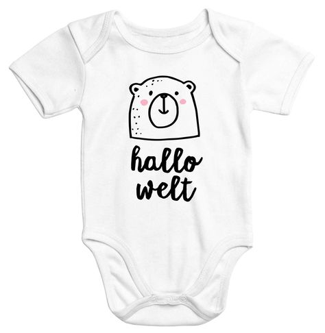 kurzarm Baby-Body Hallo Welt Bär Hello World Bear Einteiler Bio-Baumwolle Moonworks® Body Name, Baby Hamper, Baby Presents, Cricut Joy, Newborn Essentials, Baby Diy, Baby Time, Hello World, Baby Body