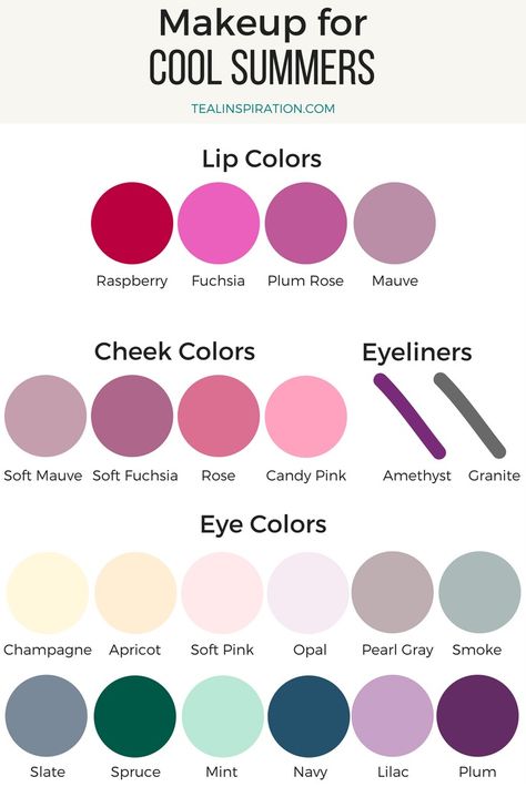 Makeup Colors for Summers – Teal Inspiration Cool Summer Color Makeup, Cool Summer Color Palette Makeup Looks, Summer Color Season Makeup, Cool Summer Makeup Palette, Cool Summer Color Palette Makeup, Cool Summer Makeup, True Summer Makeup, Cool Summer Color Palette, True Winter Color Palette