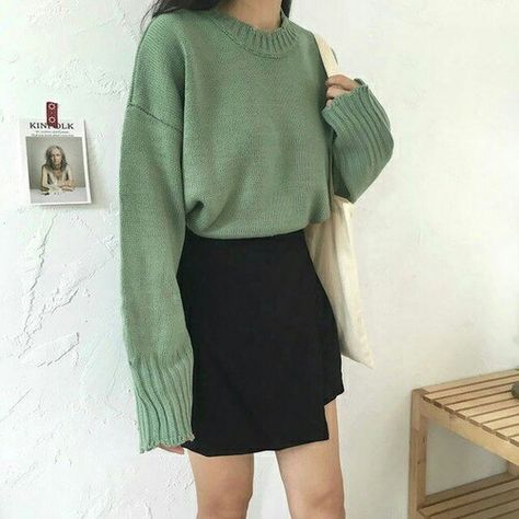 Korean Fashion Ideas, Baggy Clothes, Korean Fashion Trends, Green Outfit, Fashion Korean, Pin Board, Korean Outfits, Cute Fashion, Aesthetic Clothes