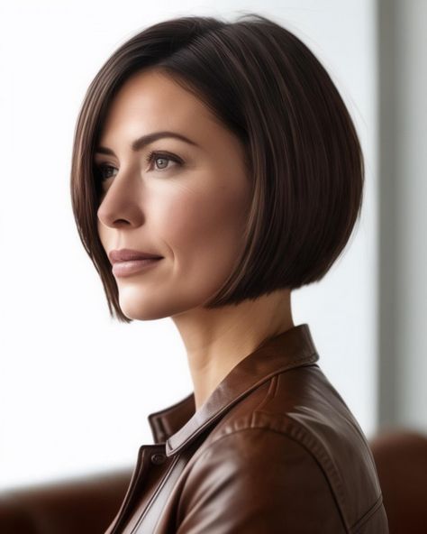 sleek bob, chin-length bob, short haircuts for women over 40 Sleek Short Hair, Haircuts For Women Over 40, Beautiful Haircuts, Chin Length Bob, Sleek Bob, Short Hair Undercut, Corte Pixie, Haircut Inspiration, Short Choppy Hair