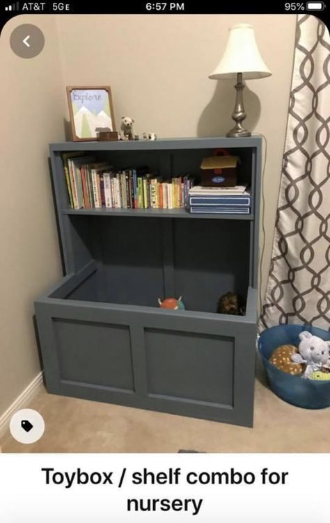 Toy Box With Shelf, Diy Toy Box Plans, Toy Box Plans, Wood Toy Box, Kids Toy Boxes, Diy Toy Storage, Bookshelf Plans, Wooden Toy Boxes, Toy Rooms