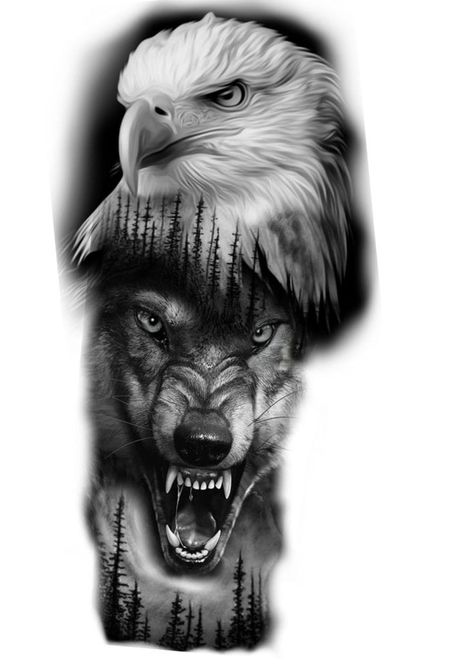 Wolf Back Tattoos For Guys, Eagle And Wolf Tattoo Design, Eagle Wolf Tattoo, Wolf And Eagle Tattoo, Indian Wolf Tattoo, Eagle Tattoo Men, Eagle Tattoo Design, Lion Art Tattoo, Wolf Tattoos Men