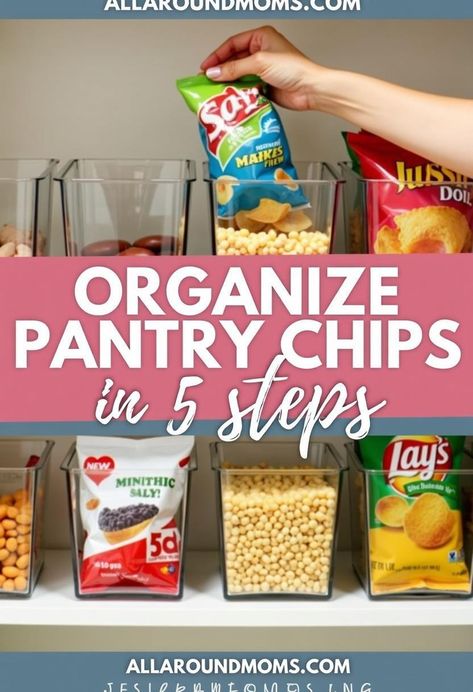 Organizing pantry chips effectively can transform your kitchen storage and make snack selection easier. By implementing a few simple steps, you can create an organized system that maximizes space and keeps chips fresh. This approach not only streamlines your pantry but also ensures you can easily locate and access your favorite snacks when cravings strike. Chip Pantry Organization, Seasoning Packet Organization, How To Store Chips Pantry, Organize Chips In Pantry, Pantry Chip Bag Organization, Chips Organization, Pantry Snack Organization, Chip Storage Ideas, Snack Organization Ideas