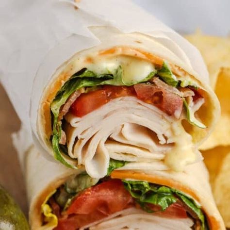 Easy Turkey Wraps {Using Leftover Turkey} - Spend With Pennies Turkey Wraps For Lunch, Turkey Wrap Recipes, Wraps For Lunch, Easy Packed Lunch, Turkey Wrap, Leftover Turkey Soup, Turkey Wraps, Deli Turkey, Spend With Pennies