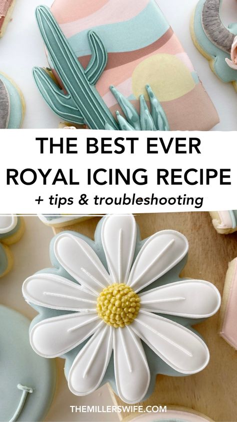 The Complete Guide to Royal Icing. Want to master royal icing? Check out our complete icing cookies guide, including cookie decorating tips, the best royal icing recipe, and making royal icing flowers. Learn how to decorate sugar cookies with royal icing! decorated cookies royal icing. Icing Recipe For Cookie Decorating, Best Icing For Cookie Decorating, Using Royal Icing On Cookies, Best Decorated Cookie Recipe, Best Sugar Cookies For Royal Icing, Best Sugar Cookie Recipe For Decorating Royal Icing, Royal I Ing Recipe, How To Make Iced Cookies Tutorials, Decorating Royal Icing Recipe