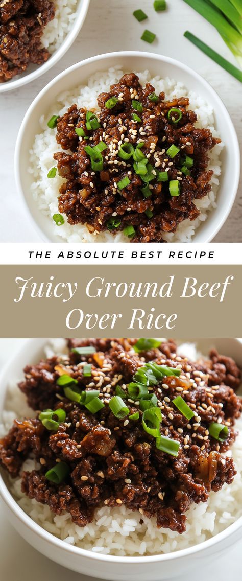 Image for Juicy Ground Beef Over Rice Easy Asian Ground Beef Recipes, Ground Beef With Eggs, What To Make With Ground Beef Healthy, Dinner Ideas With Ground Beef And Rice, Cajun Ground Beef Recipes, Best Ground Beef Recipes For Dinner, Ground Beef Over Rice, Minced Beef Recipes Healthy, Low Fat Ground Beef Recipes