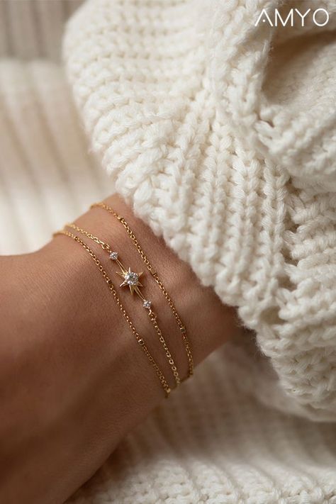 Star Bracelets, Celestial Bracelet, Star Charm Bracelet, Italian Chain, Dainty Gold Bracelet, Pretty Jewelry Necklaces, Minimalist Accessories, Jewelry Accessories Ideas, Classy Jewelry