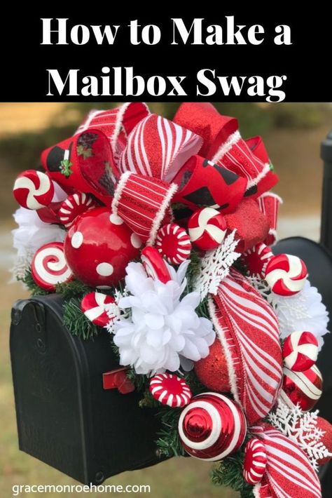 How to Make a Christmas Mailbox Swag | Grace Monroe Home Mailbox Decorations For Christmas, Mailbox Swag Christmas, Christmas Mailbox Swag, Christmas Mailbox Decorations, Grace Monroe, Mailbox Swag, Christmas Mailbox, Diy Mailbox, Mailbox Decor