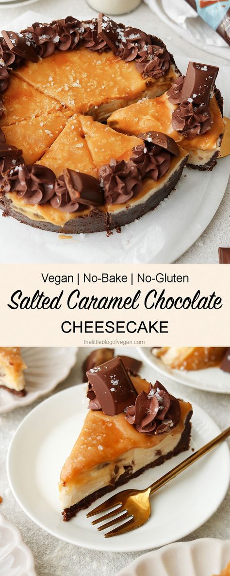 Vegan Caramel Cheesecake, Vegan Cheesecake No Bake, Vegan Salted Caramel, Dairy Free Baking, Cheesecake Vegan, Yummy Cheesecake, Salted Caramel Cheesecake, Vegan Caramel, Caramel Desserts