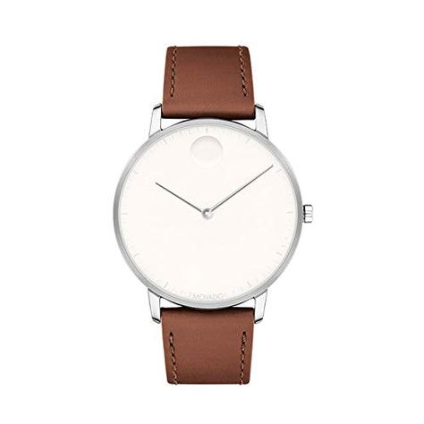 Movado Men’s FACE Stainless Steel Case with a White Dial on a Cognac Leather Strap Movado Watches, Movado Mens Watches, Swiss Watches For Men, Movado Watch, Mesh Bracelet, Brown Leather Strap, Brown Silver, White Dial, Swiss Watches