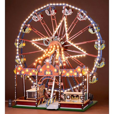 Fairground Working Model "Ferris Wheel" "Carimata", wood and metal, electric light and motor Bloxburg Ferris Wheel, Ferris Wheel Model, Fair Theme, Working Model, Toys In The Attic, Music Box Vintage, Electric Light, Miniature Projects, Animated Christmas