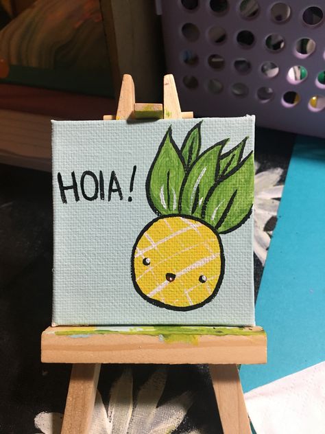 Funny Painting Idea, Mini Tela, Mini Toile, Mini Canvases, Doodle Painting, Simple Artwork, Funny Paintings, Simple Canvas Paintings, Easy Canvas Art