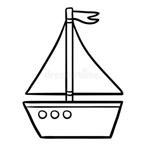 Boat Drawing For Kids, Boat Drawing Simple, Yacht Illustration, Yacht Drawing, Boat Sketch, Book Boat, Boat Cartoon, Simple Boat, Boat Drawing