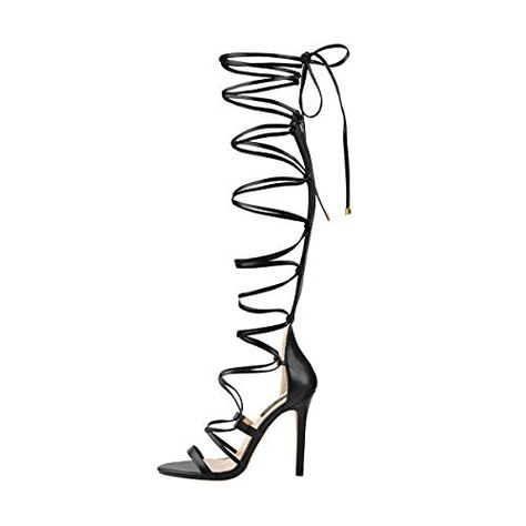 Knee High Gladiator Sandals, Knee High Sandals, Gladiator High Heels, High Sandals, Womens Gladiator Sandals, Strappy Shoes, Strappy Stilettos, Strappy High Heels, Ankle Strap Pumps