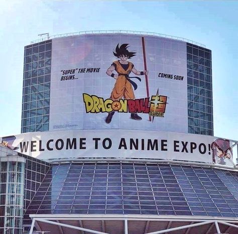 Dragonball Super movie banner at Anime expo 2018 Movie Banner, Dragonball Super, Super Movie, Anime Expo, Dragon Ball Super, Getting Old, Broadway Show Signs, Anime