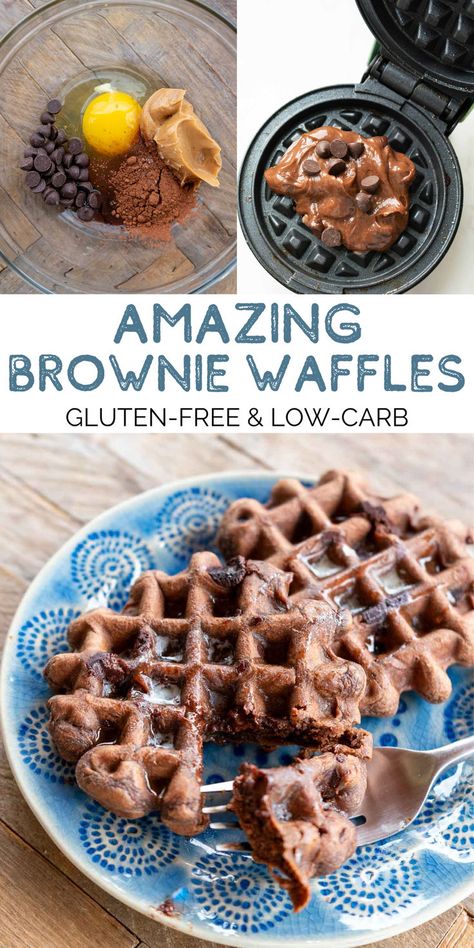 These easy brownie waffles are AMAZING, gluten-free, and low-carb! This flourless recipe is also freezer-friendly, so it makes the best meal prep breakfast for later. This delicious gluten-free breakfast recipe is perfect for kids, too! Brownie Waffles, Waffle Recipe Healthy, Easy Brownie, Low Carb Waffles, Delicious Christmas Desserts, Waffles Easy, Gluten Free Waffles, Best Meal Prep, Chocolate Waffles