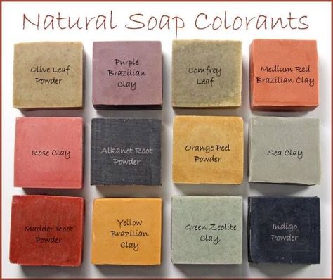 Soaps using natural colorants are free of artificial dyes. The colors produced are typically more earthy. Perfect foe those looking to use less artificial ingrediants on their skin. Soap Combinations, Types Of Soap, Soap Making For Beginners, Natural Soap Colorants, Natural Colorants, Natural Soaps Recipes, Essential Oil Products, Goat Milk Bath, How To Make Soap