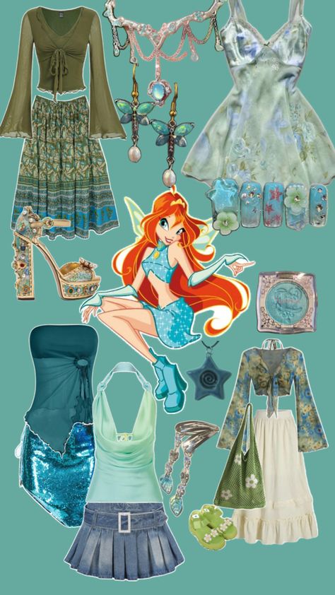 Bloom Outfits, Winx Club Outfits, Winx Bloom, Bloom Winx, Clear Winter, Winter Color Palette, Bloom Winx Club, Diamond Face, Collage Making